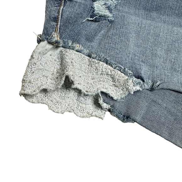 Torrid denim jean shorts distressed with lace 18 - Picture 2 of 5